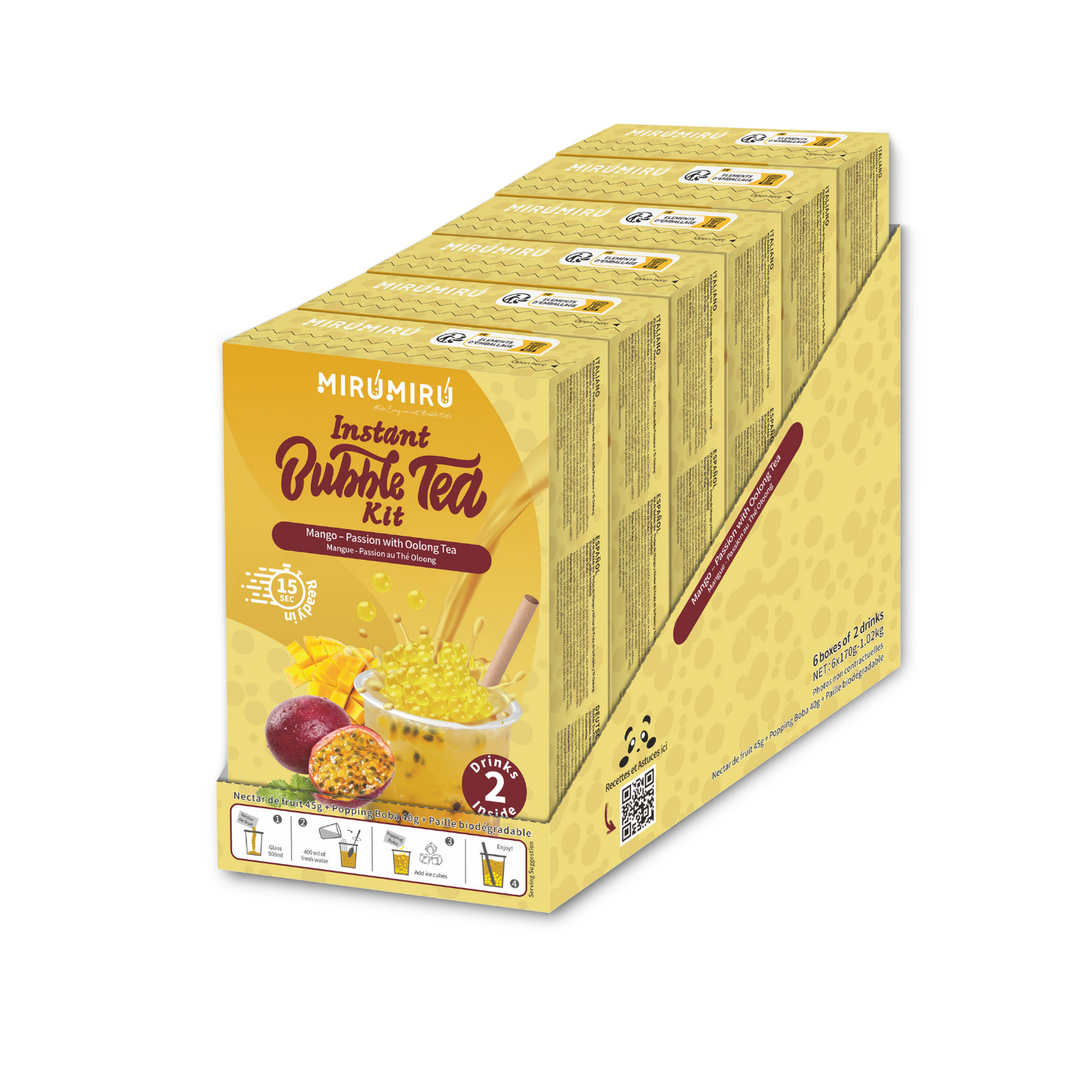 Bubble Tea Kits - Mango & Passion and Oolong tea - 24 kits of 6 drinks