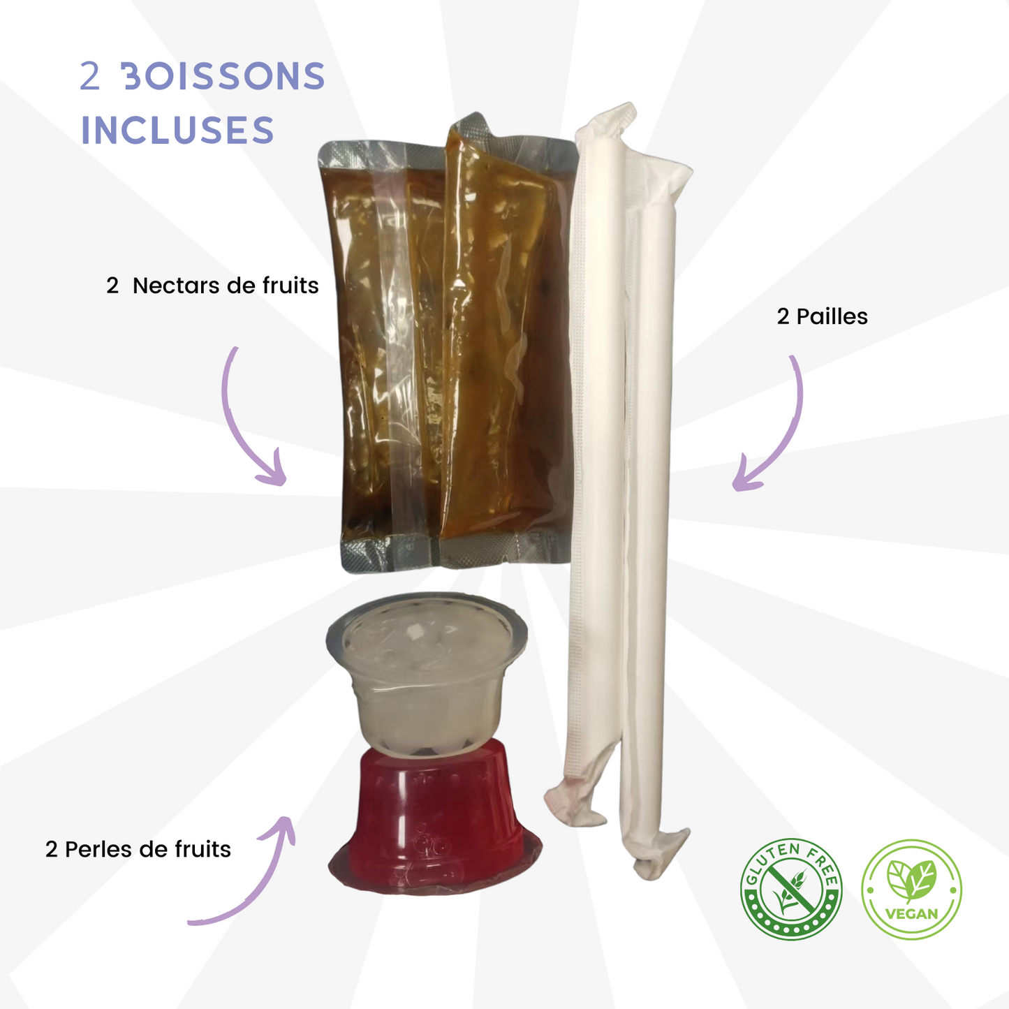 Bubble Tea Kits - Green Apple & Strawberry & Jasmine Tea - 24 kits of 6 drinks
