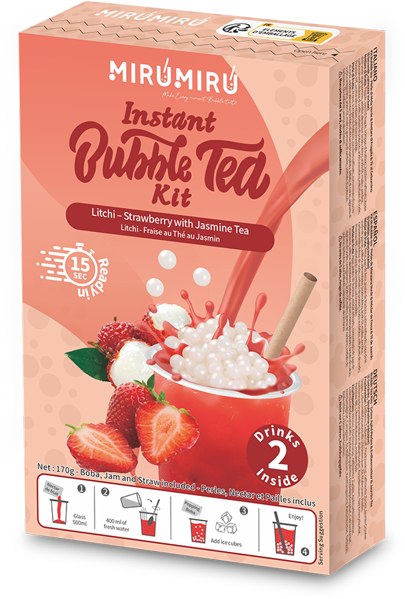 Bubble Tea Kits - Litchi & Strawberry & Jasmine tea - 24 kits of 6 drinks
