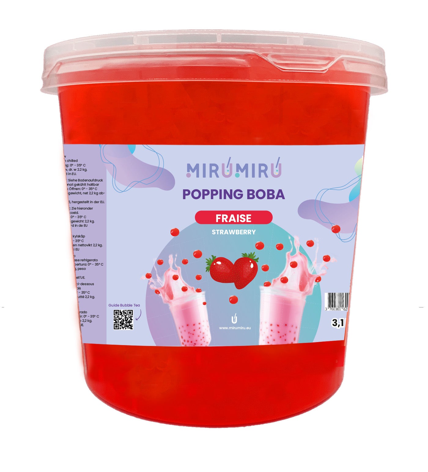 Strawberry fruit pearls - Box of 4 Buckets 3.1 kg