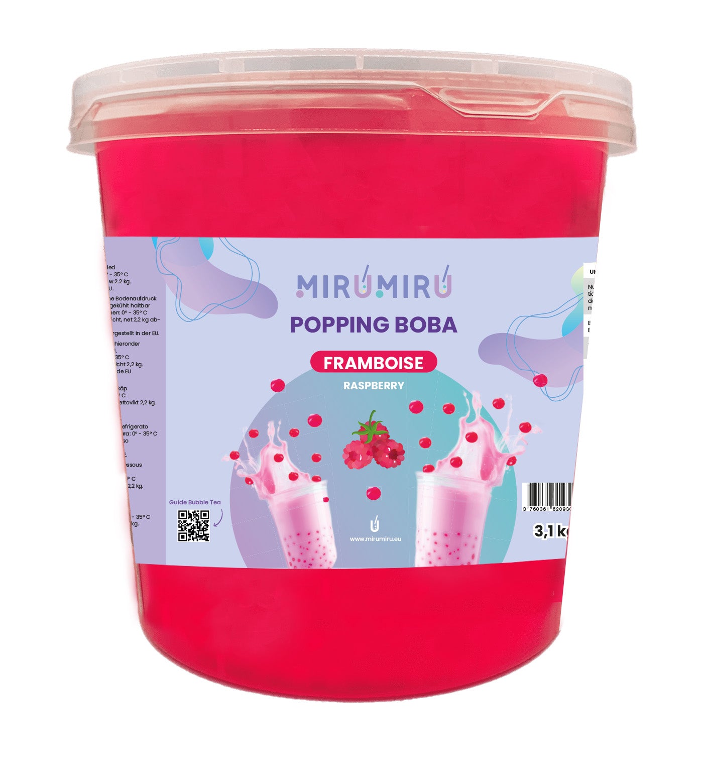 Raspberry fruit pearls - Box of 4 Buckets 3.1 kg