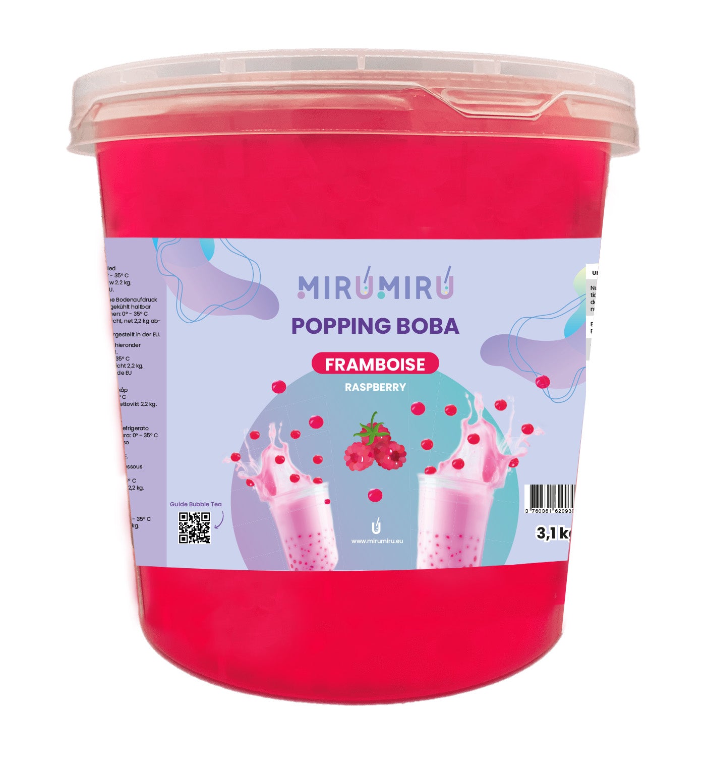 Perles de fruits Framboise - Carton de 4 Seaux 3,1 kg