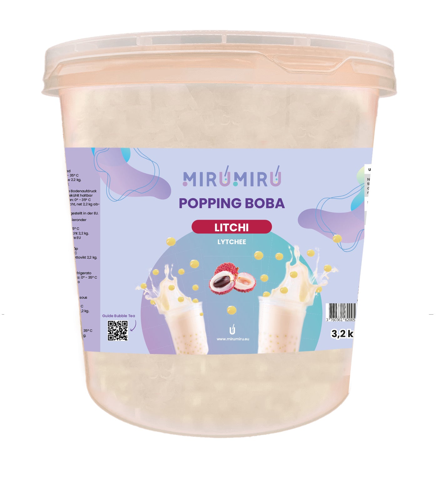 Litchi fruit pearls - Box of 4 Buckets 3.1 kg