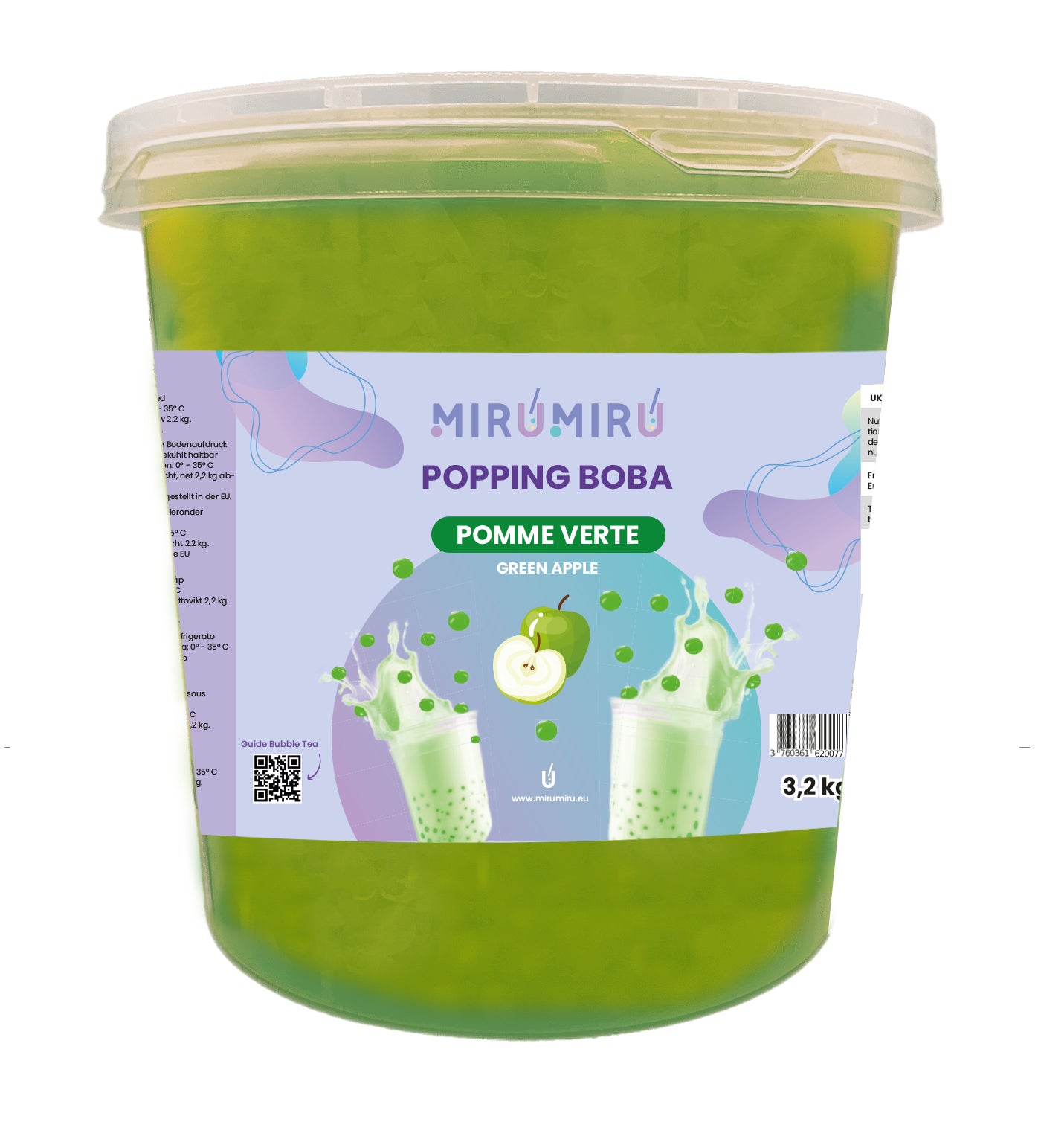 Green apple fruit pearls - Box of 4 Buckets 3.1 kg