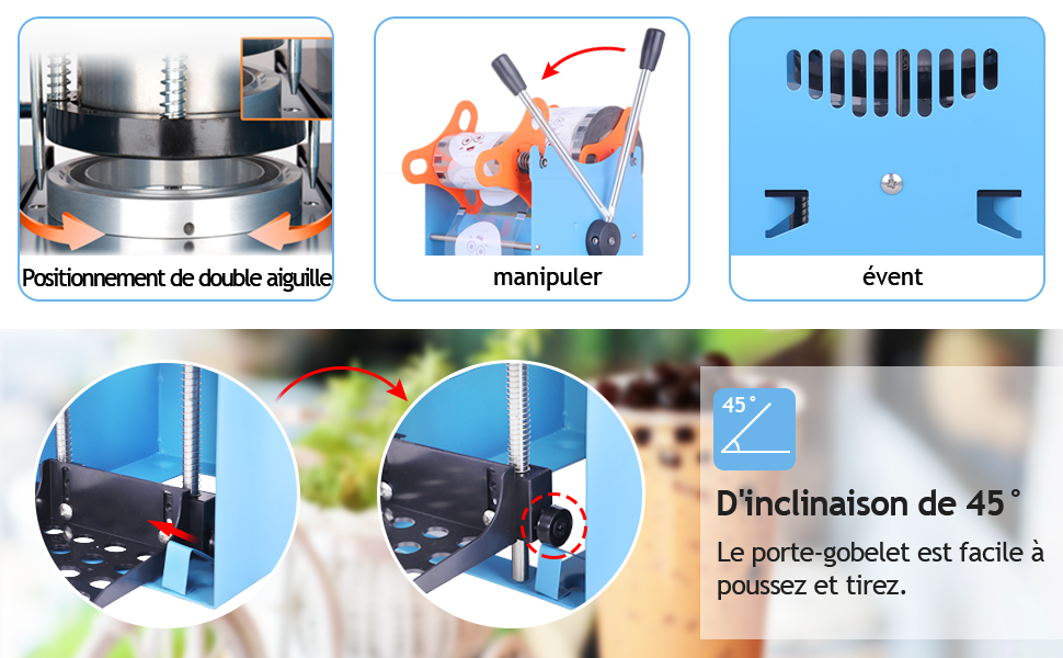 Manual sealing machine for hot or cold drinks - bubble tea sealer