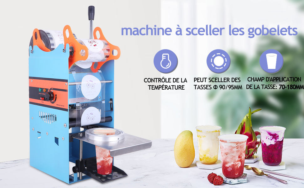 Manual sealing machine for hot or cold drinks - bubble tea sealer