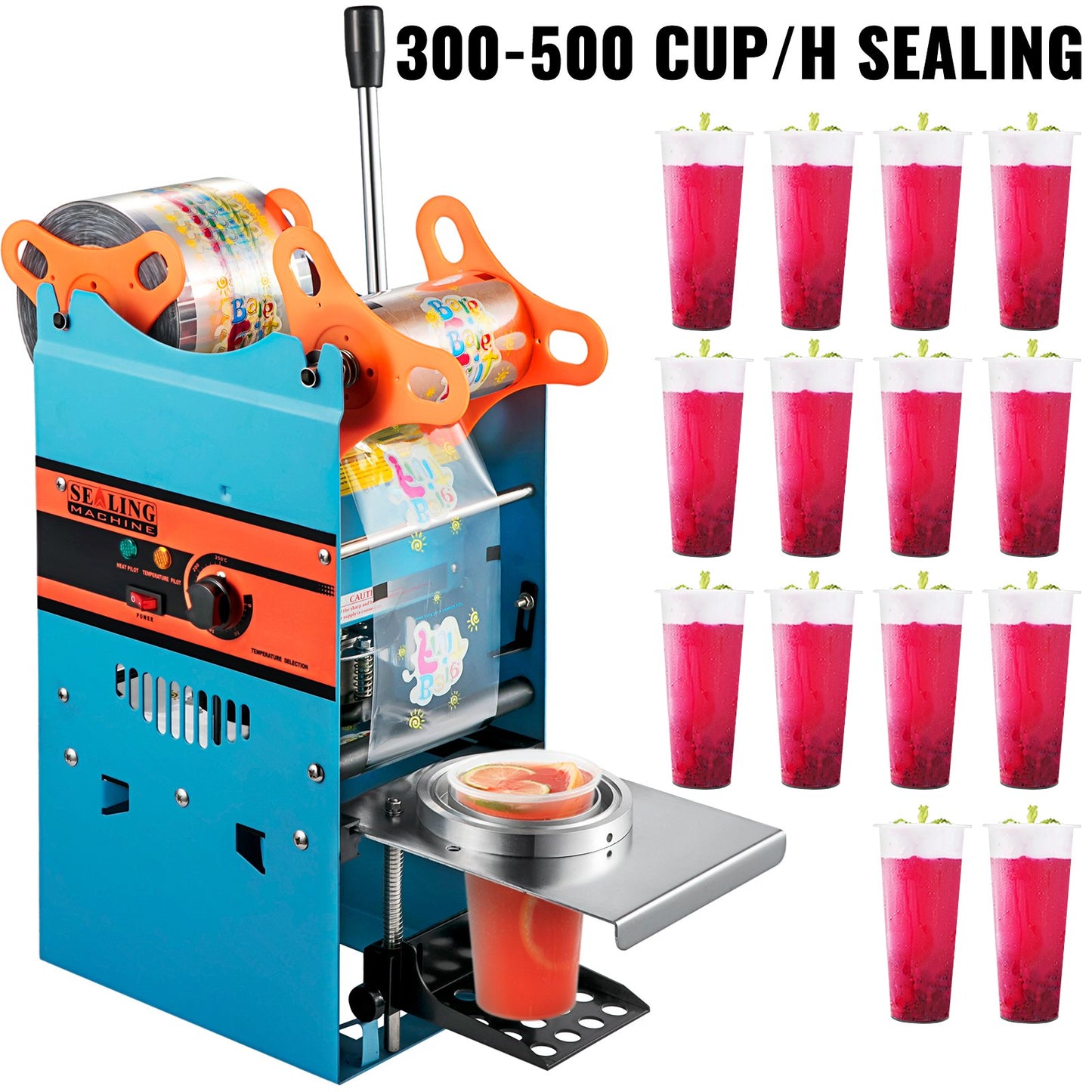 Manual sealing machine for hot or cold drinks - bubble tea sealer