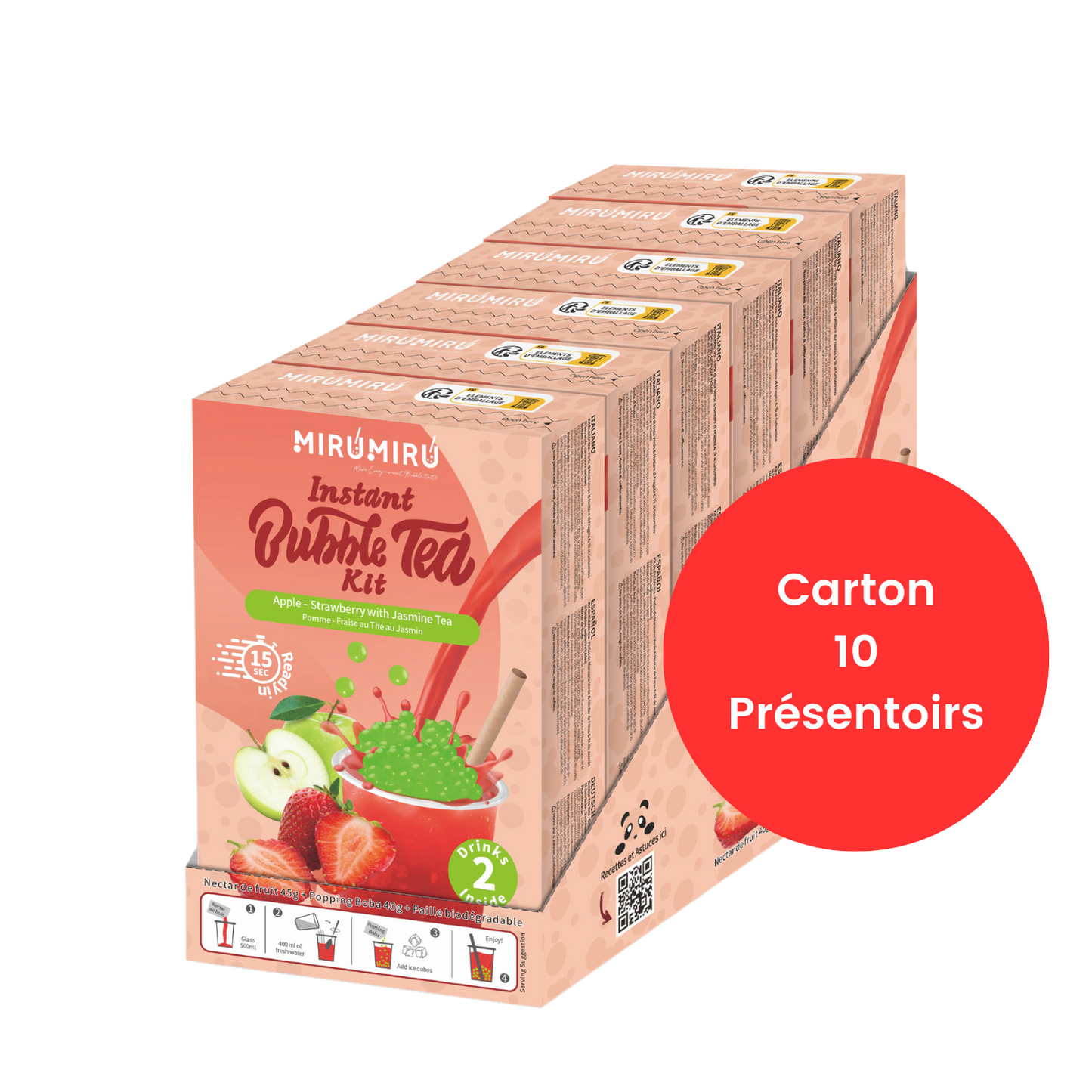 Bubble Tea Kits - Green Apple & Strawberry & Jasmine Tea - 24 kits of 6 drinks