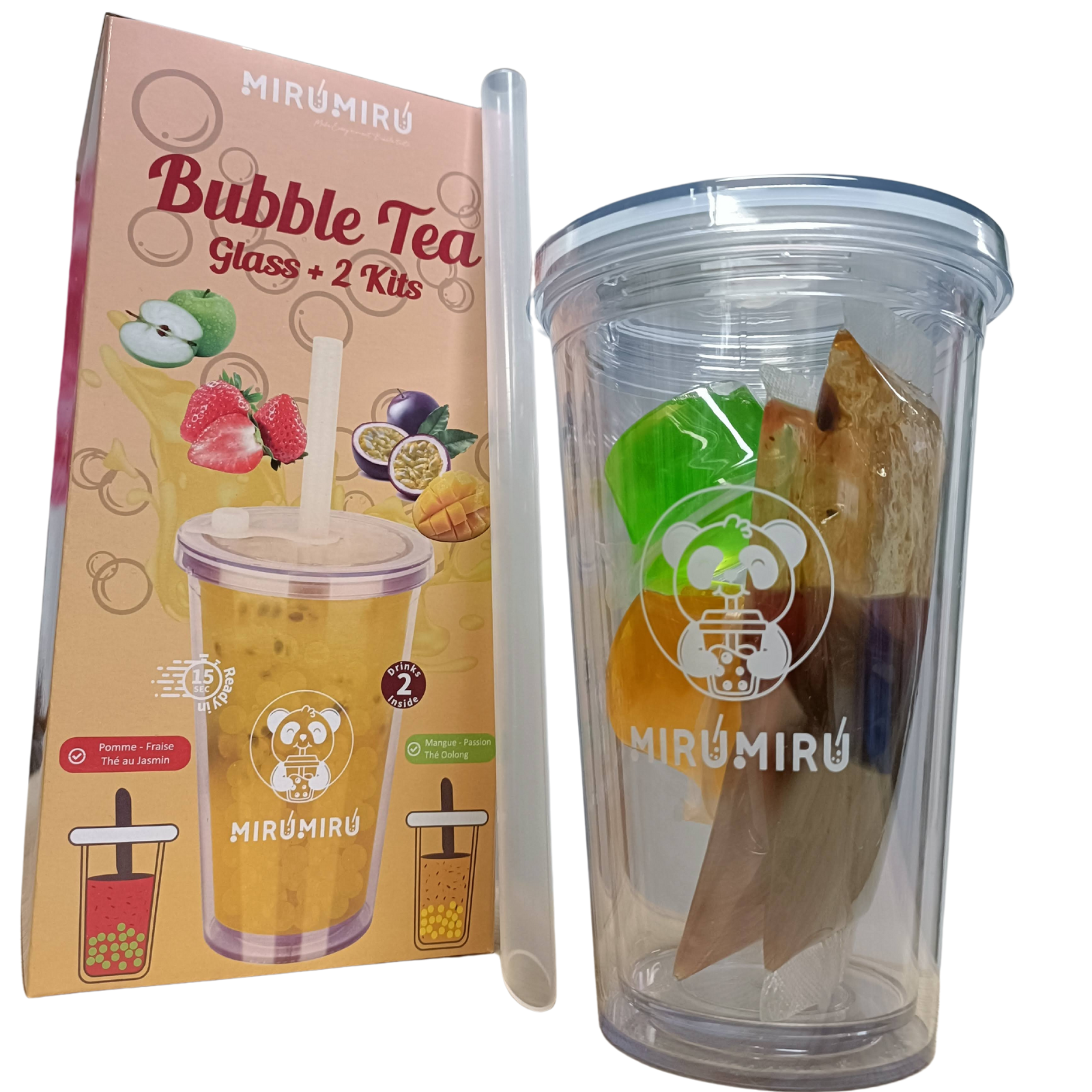 Verre réutilisable à Bubble Tea 500ml + 2 Bubble Tea à réaliser