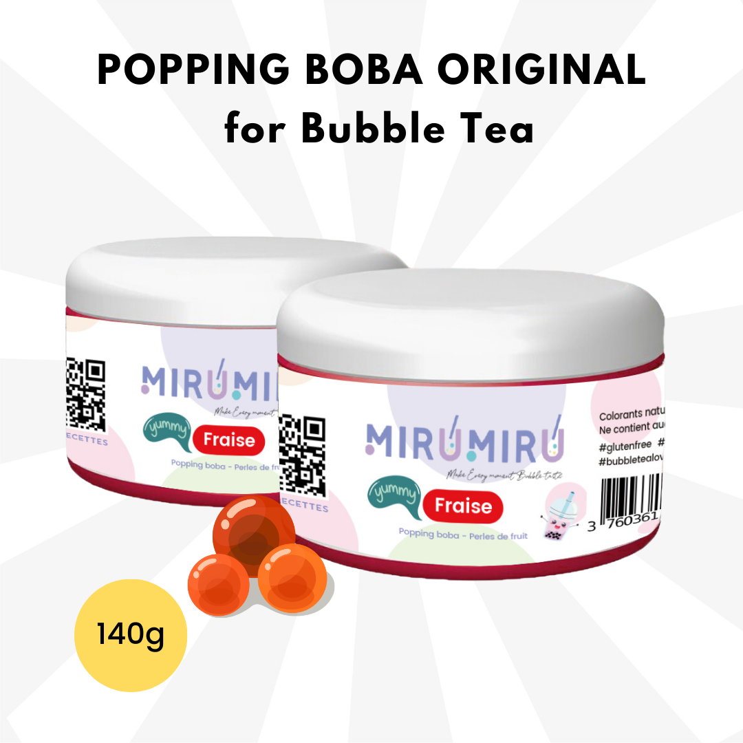 POPPING BOBA ORIGINAL for Bubble tea - Strawberry - 140g (Box of 42 pieces)