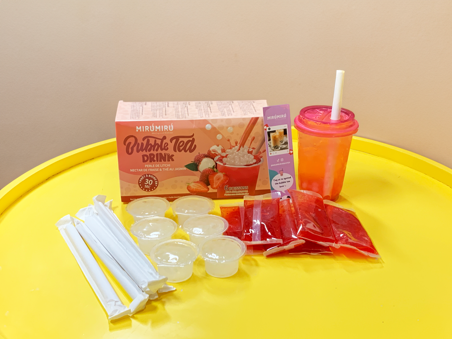 Bubble Tea Kits - Litchi & Fraise & thé au jasmin - 24 kits de 6 boissons