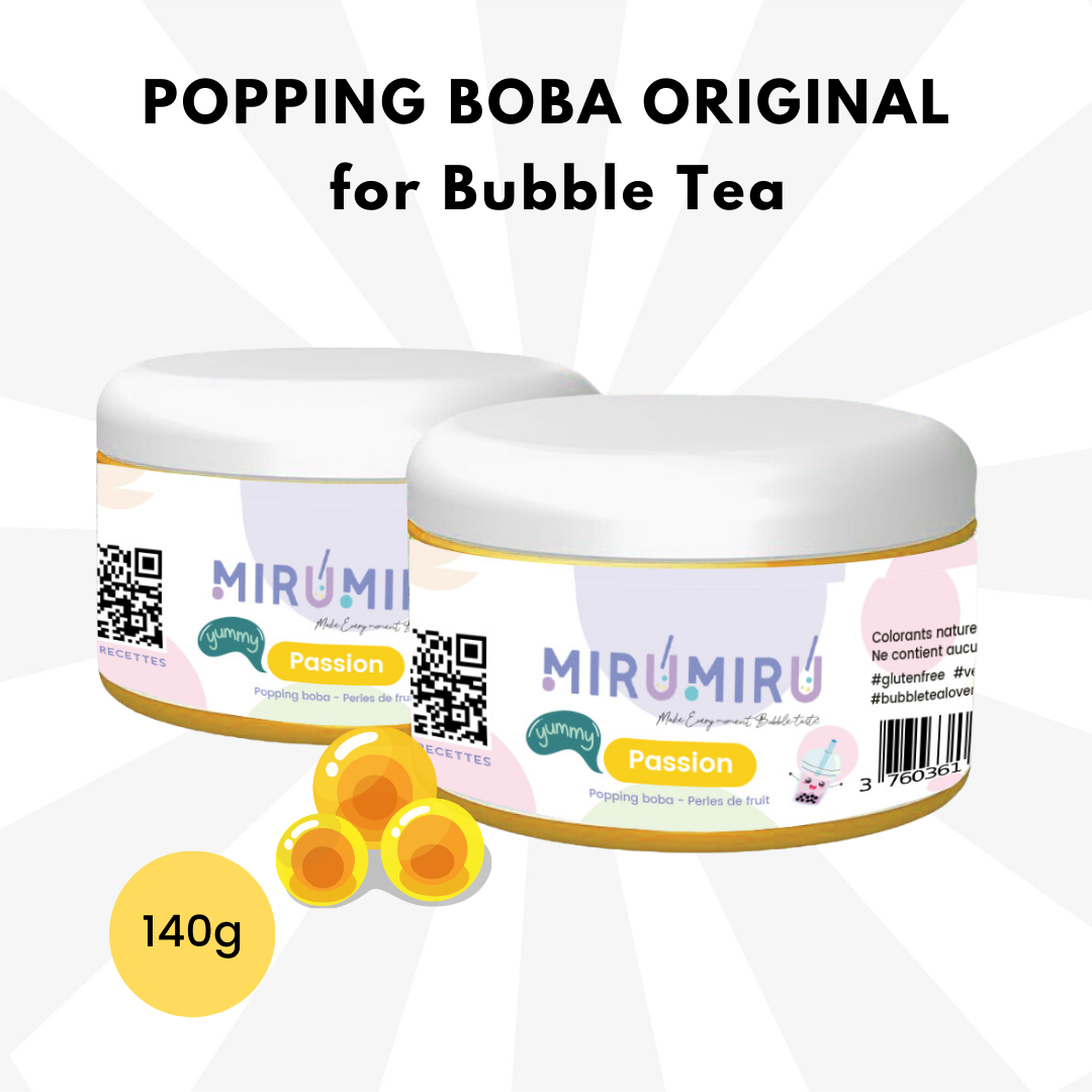 POPPING BOBA ORIGINAL for Bubble tea - Passion Fruit - 140g (Box of 42 pieces)