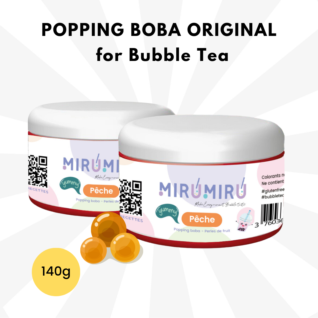 POPPING BOBA ORIGINAL for Bubble tea - Peach - 140g (Box of 42 pieces)